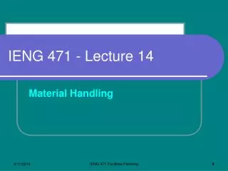 IENG 471 - Lecture 14