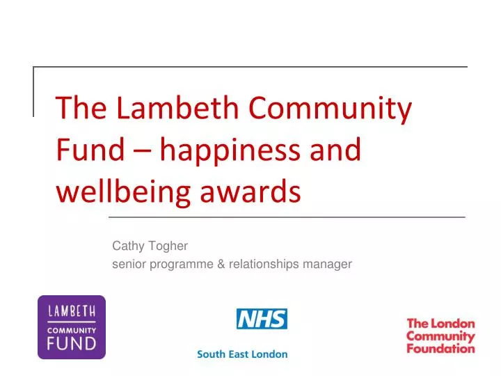 the lambeth community fund happiness and wellbeing awards