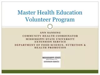 Master Health Education Volunteer Program