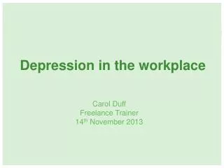 Depression in the workplace