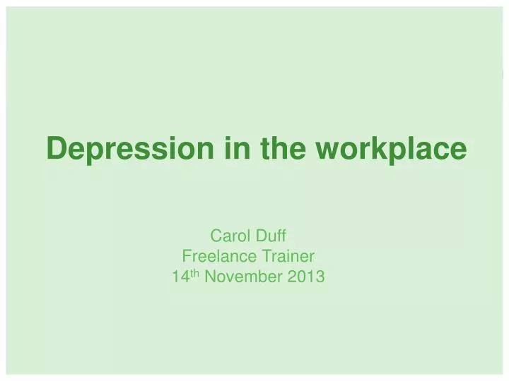depression in the workplace