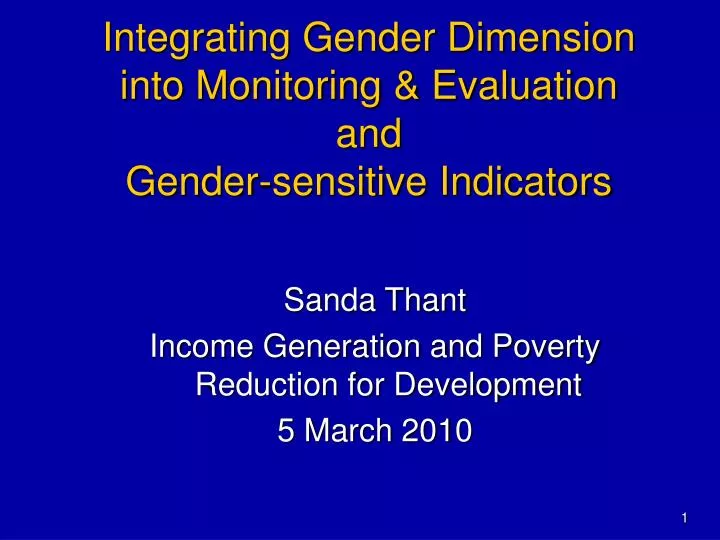 integrating gender dimension into monitoring evaluation and gender sensitive indicators