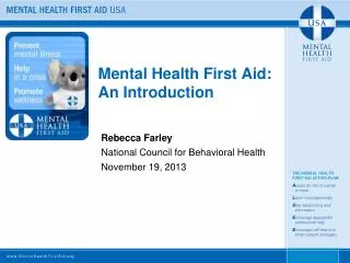 Mental Health First Aid: An Introduction