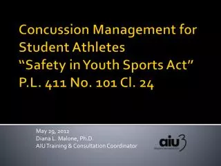 May 29, 2012 Diana L. Malone, Ph.D. AIU Training &amp; Consultation Coordinator