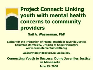 Project Connect: Linking youth with mental health concerns to community providers