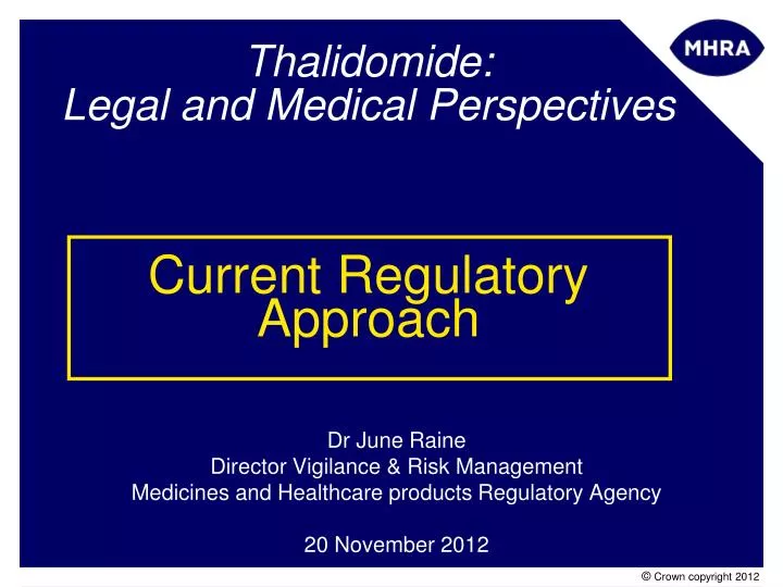 thalidomide legal and medical perspectives current regulatory approach