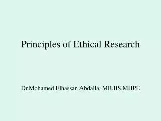 Principles of Ethical Research