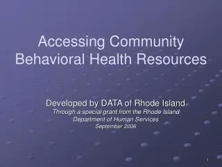Accessing Community Behavioral Health Resources
