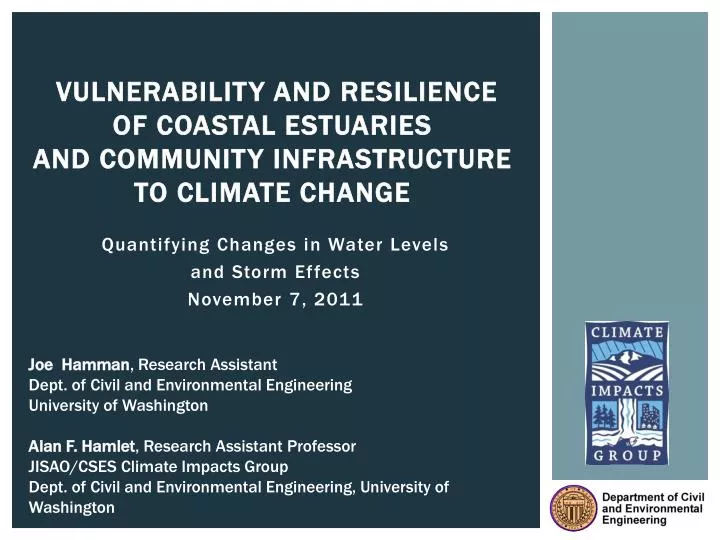 vulnerability and resilience of coastal estuaries and community infrastructure to climate change