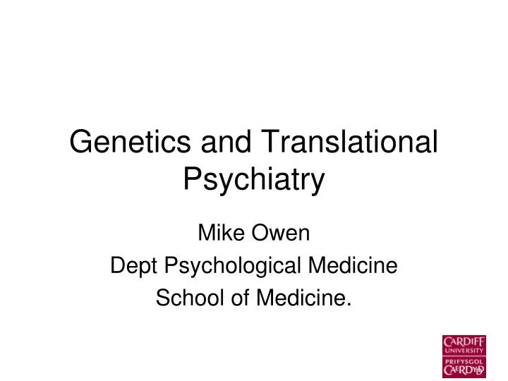 genetics and translational psychiatry