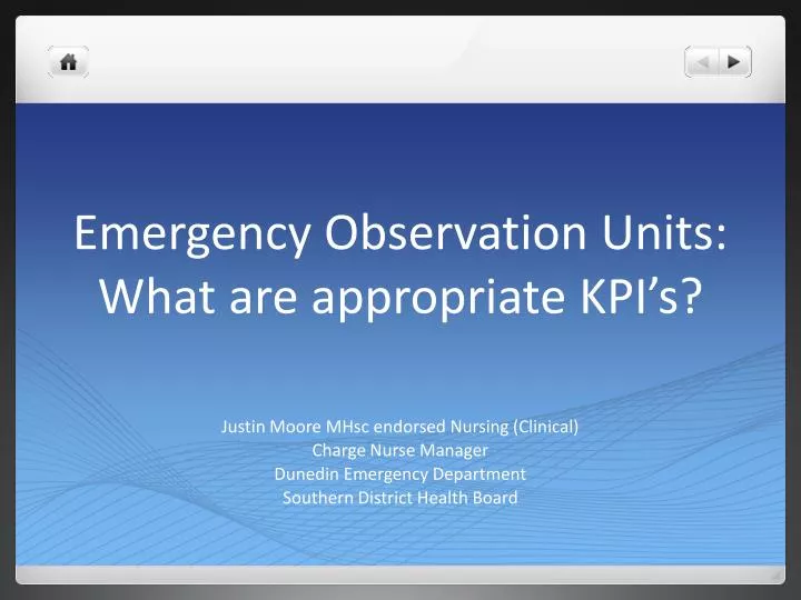 emergency observation units what are appropriate kpi s