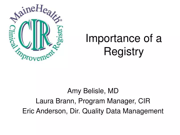 importance of a registry