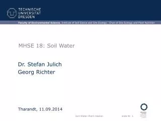 MHSE 18: Soil Water