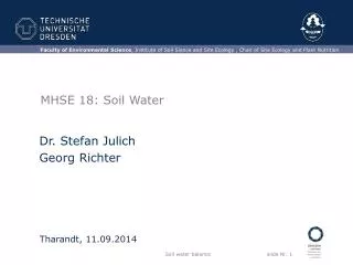 MHSE 18: Soil Water