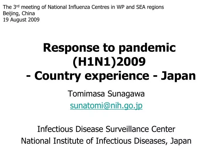 response to pandemic h1n1 2009 country experience japan