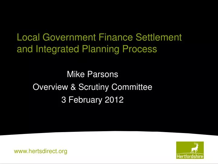 local government finance settlement and integrated planning process