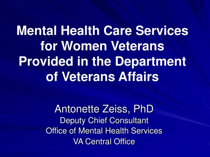 mental health care services for women veterans provided in the department of veterans affairs