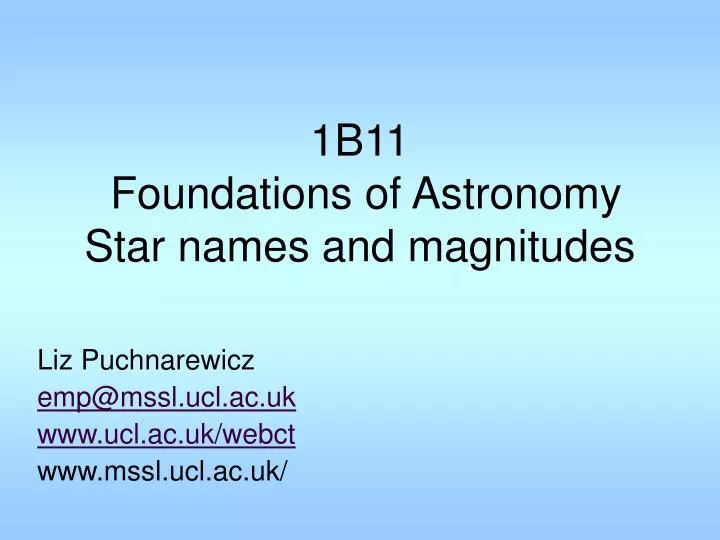 1b11 foundations of astronomy star names and magnitudes