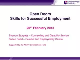 Open Doors Skills for Successful Employment