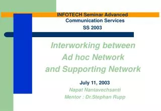 Interworking between Ad hoc Network and Supporting Network