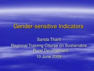 Gender-sensitive Indicators