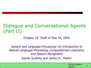 Dialogue and Conversational Agents (Part II)