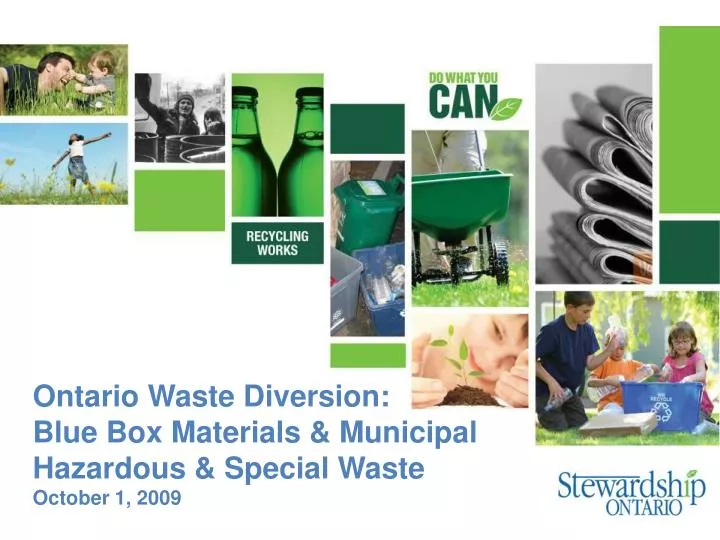 ontario waste diversion blue box materials municipal hazardous special waste october 1 2009