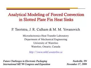 Analytical Modeling of Forced Convection in Slotted Plate Fin Heat Sinks