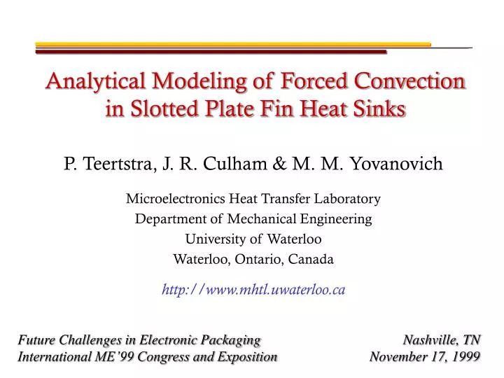 analytical modeling of forced convection in slotted plate fin heat sinks