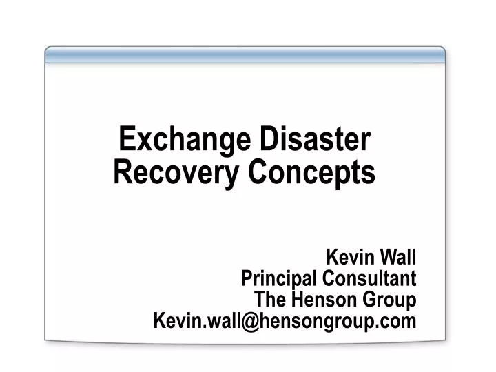 exchange disaster recovery concepts
