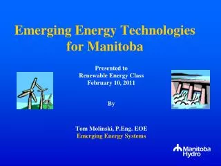 Emerging Energy Technologies for Manitoba