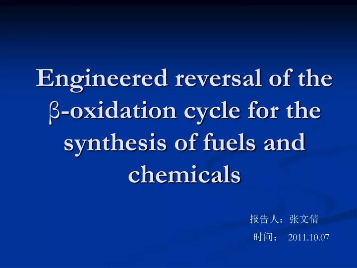 engineered reversal of the oxidation cycle for the synthesis of fuels and chemicals