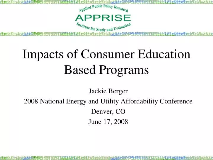 impacts of consumer education based programs