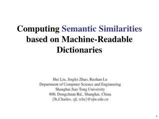 Computing Semantic Similarities based on Machine-Readable Dictionaries