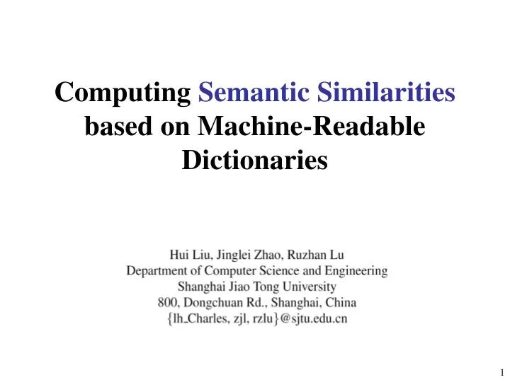 computing semantic similarities based on machine readable dictionaries