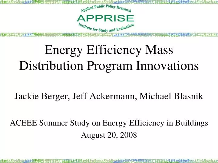 energy efficiency mass distribution program innovations