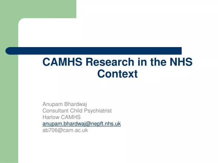 camhs research in the nhs context