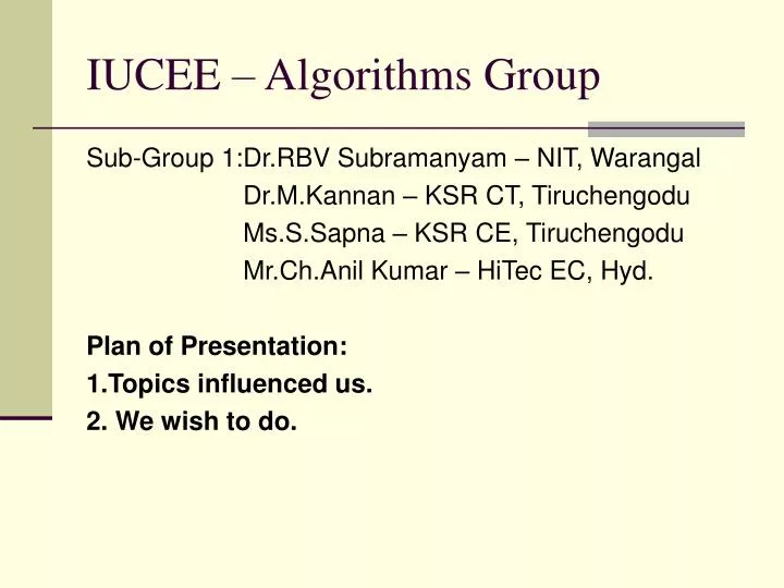 iucee algorithms group