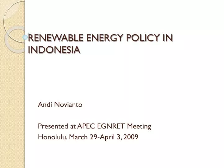 renewable energy policy in indonesia