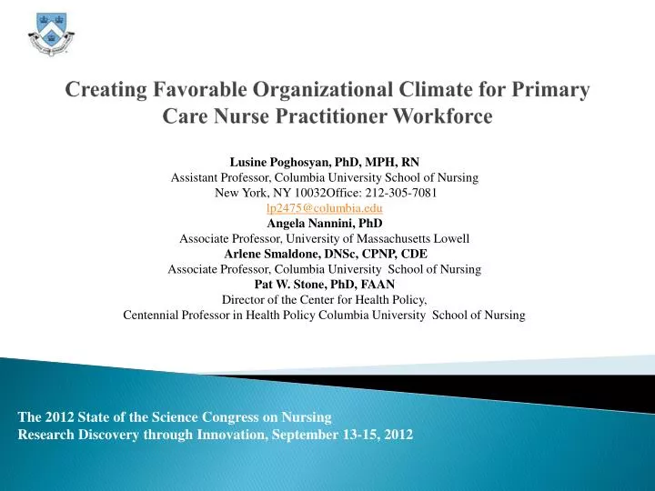 creating favorable organizational climate for primary care nurse practitioner workforce