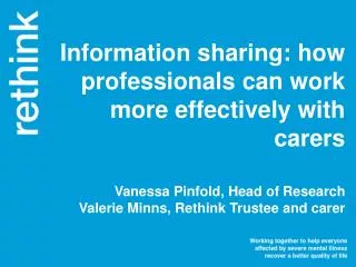 Information sharing: how professionals can work more effectively with carers