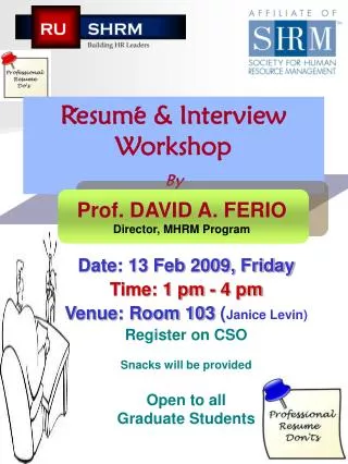 Resume &amp; Interview Workshop By