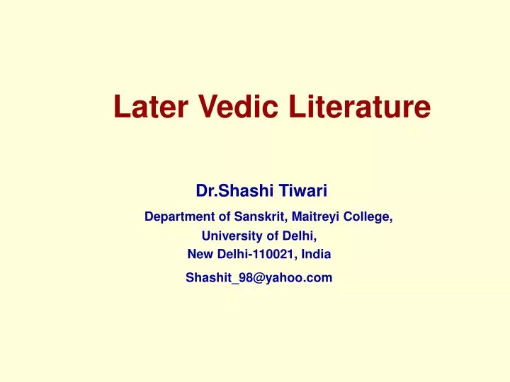 later vedic literature