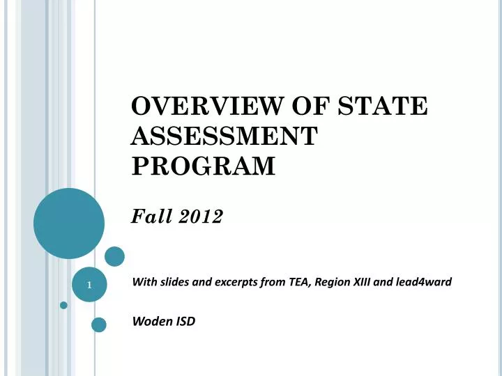 overview of state assessment program fall 2012