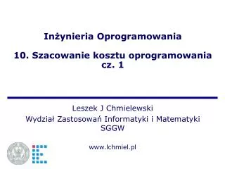in ynieria oprogramowania 10 szacowanie kosztu oprogramowania cz 1