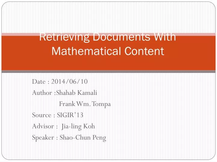 retrieving documents with mathematical content