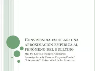 convivencia escolar una aproximaci n emp rica al fen meno del bullying