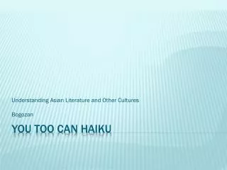 You Too Can Haiku
