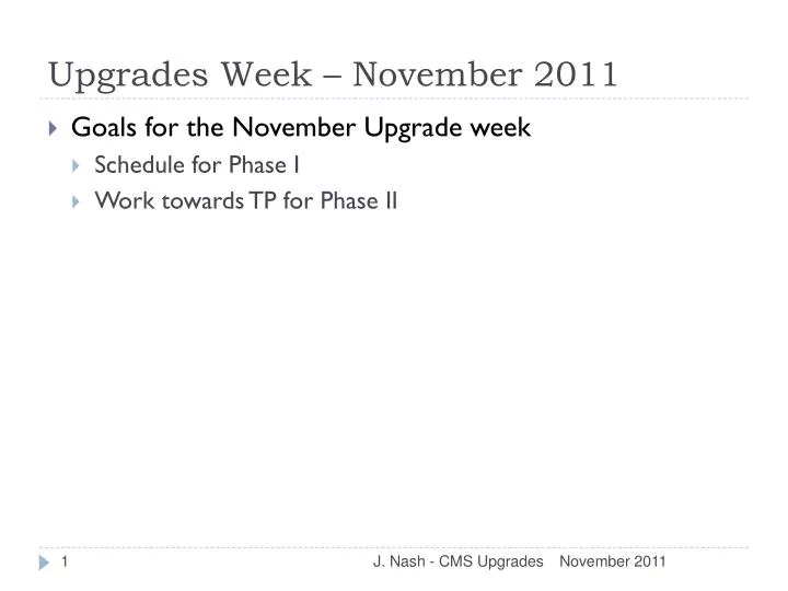 upgrades week november 2011