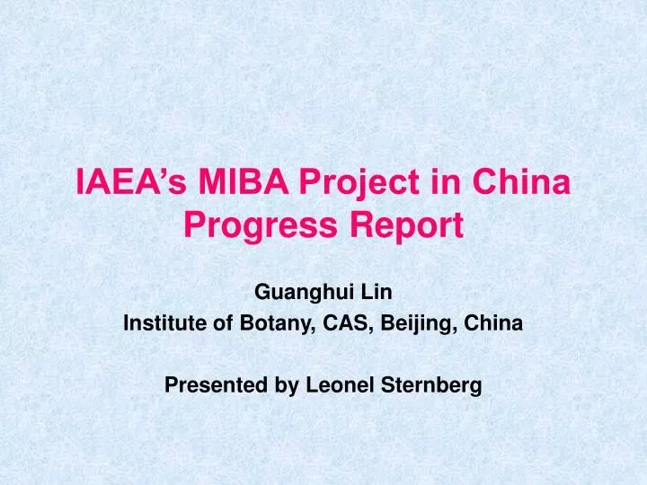 iaea s miba project in china progress report